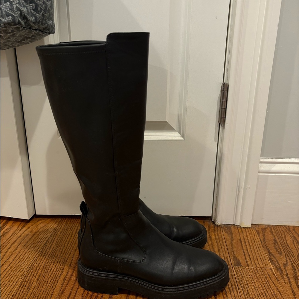 Black Knee-High Leather Boots
